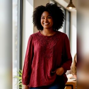 Torrid Burgundy Lace Blouse Size Torrid 1